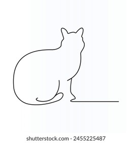 Continuous one-line drawing of cat, vector illustration, single-line art design