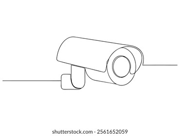 Continuous One-Line Drawing of a CCTV Camera - Minimalist Security Art