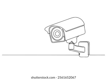 Continuous One-Line Drawing of a CCTV Camera - Minimalist Security Art