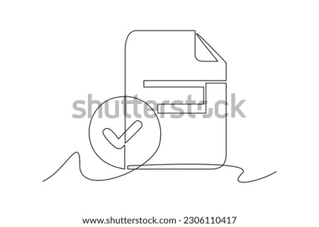 Continuous one-line drawing checklist document. Document thin concept. Single line drawing design graphic vector illustration