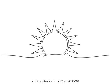 Continuous One-Line Drawing of a Circle Sun - Minimalist Sun Illustration
