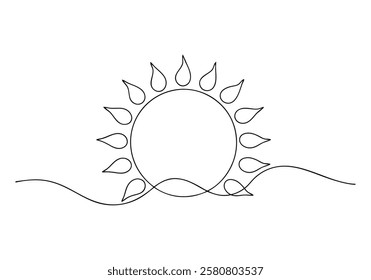 Continuous One-Line Drawing of a Circle Sun - Minimalist Sun Illustration