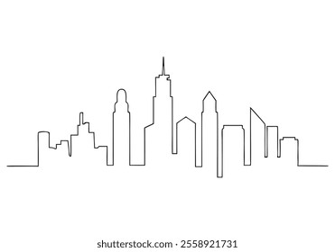  Continuous One-Line Drawing of a Cityscape - Minimalist Urban Art