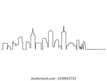  Continuous One-Line Drawing of a Cityscape - Minimalist Urban Art