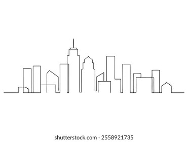  Continuous One-Line Drawing of a Cityscape - Minimalist Urban Art