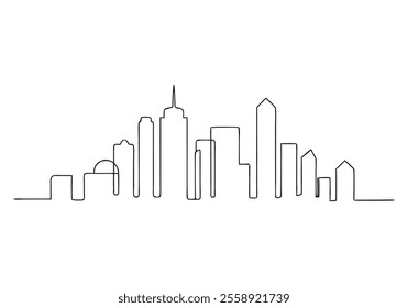  Continuous One-Line Drawing of a Cityscape - Minimalist Urban Art