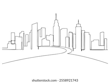  Continuous One-Line Drawing of a Cityscape - Minimalist Urban Art