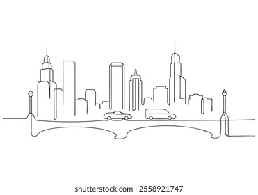  Continuous One-Line Drawing of a Cityscape - Minimalist Urban Art