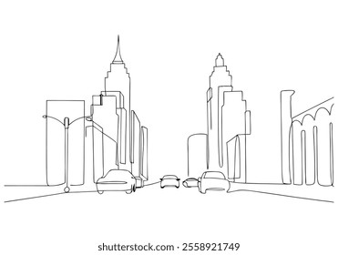  Continuous One-Line Drawing of a Cityscape - Minimalist Urban Art