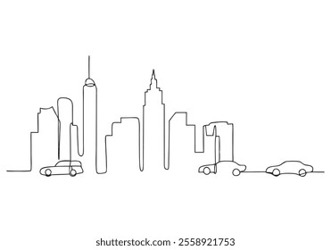  Continuous One-Line Drawing of a Cityscape - Minimalist Urban Art