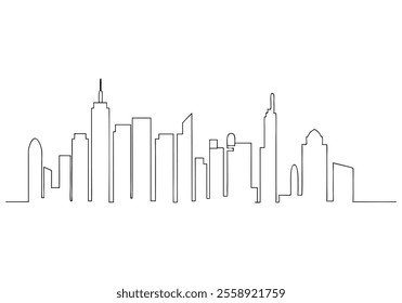  Continuous One-Line Drawing of a Cityscape - Minimalist Urban Art