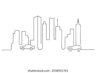  Continuous One-Line Drawing of a Cityscape - Minimalist Urban Art