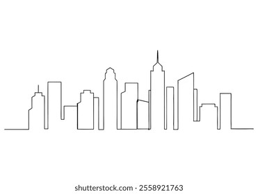  Continuous One-Line Drawing of a Cityscape - Minimalist Urban Art