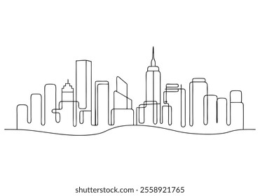  Continuous One-Line Drawing of a Cityscape - Minimalist Urban Art