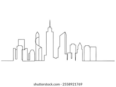  Continuous One-Line Drawing of a Cityscape - Minimalist Urban Art