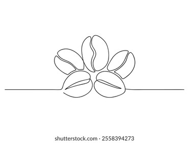 Continuous One-Line Drawing of Coffee Beans - Minimalist Organic Design