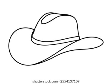 Continuous One-Line Drawing of a Cowboy Hat - Minimalist Western Design