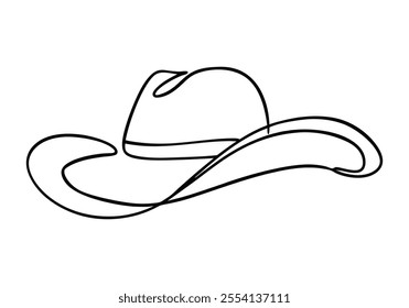 Continuous One-Line Drawing of a Cowboy Hat - Minimalist Western Design