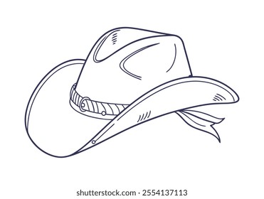 Continuous One-Line Drawing of a Cowboy Hat - Minimalist Western Design