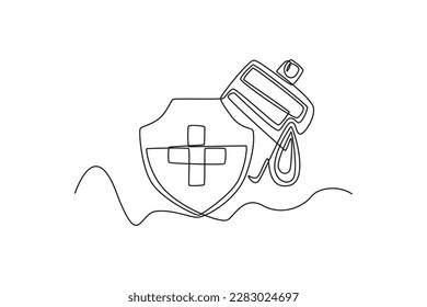 Continuous one-line drawing of critical illness insurance icon. Insurance concept single line draws design graphic vector illustration