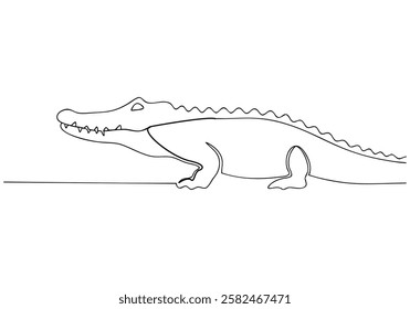 Continuous One-Line Drawing of a Crocodile - Minimalist Wildlife Illustration