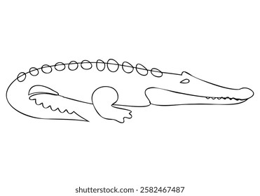 Continuous One-Line Drawing of a Crocodile - Minimalist Wildlife Illustration