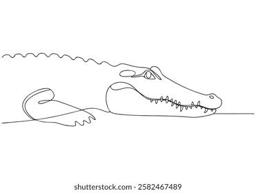 Continuous One-Line Drawing of a Crocodile - Minimalist Wildlife Illustration