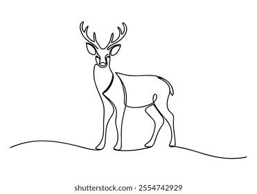 Continuous One-Line Drawing of a Deer - Minimalist Wildlife Art