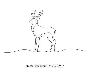 Continuous One-Line Drawing of a Deer - Minimalist Wildlife Art