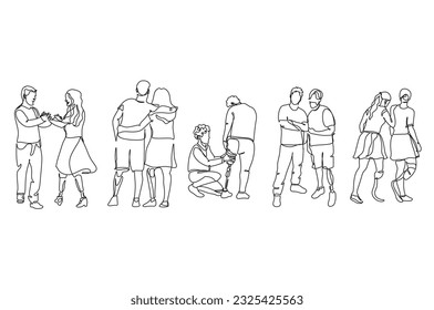 Continuous one-line drawing of disabled sportsmen on prostheses. Man disability runs. Disabled sportsman play or run with disabled boys or girls. Friendship. Disabled sport, championship, game. 