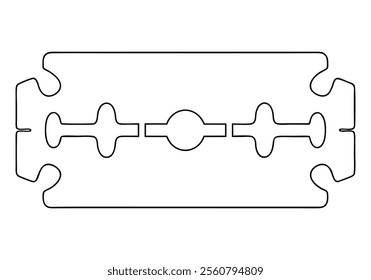 Continuous One-Line Drawing of Double-Edge Blades - Minimalist Sharp Tool Art