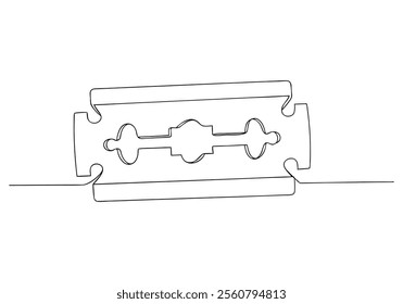 Continuous One-Line Drawing of Double-Edge Blades - Minimalist Sharp Tool Art