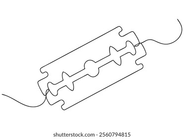 Continuous One-Line Drawing of Double-Edge Blades - Minimalist Sharp Tool Art