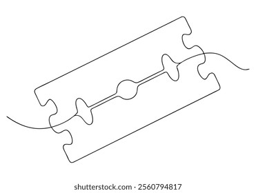 Continuous One-Line Drawing of Double-Edge Blades - Minimalist Sharp Tool Art