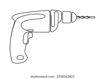 Continuous One-Line Drawing of a Drilling Tool - Minimalist Power Tool Art