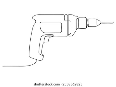 Continuous One-Line Drawing of a Drilling Tool - Minimalist Power Tool Art
