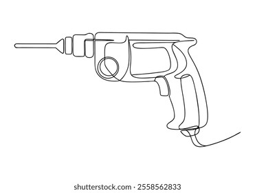 Continuous One-Line Drawing of a Drilling Tool - Minimalist Power Tool Art
