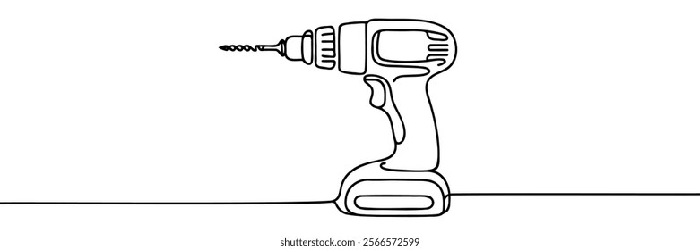 Continuous One-Line Drawing of a Drilling Tool - Minimalist Power Tool Art