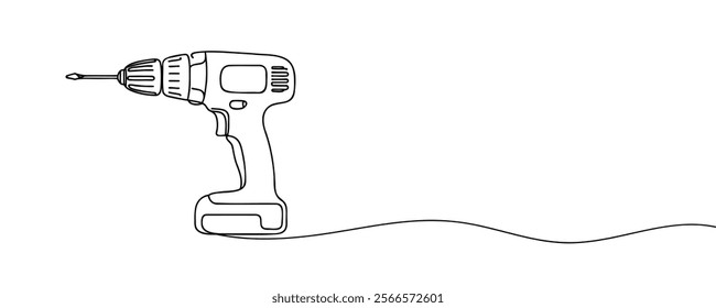 Continuous One-Line Drawing of a Drilling Tool - Minimalist Power Tool Art