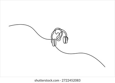 Dibujo continuo de una línea de un símbolo de protección de oreja. Icono minimalista para seguridad auditiva y orejeras. Arte de línea negro simple sobre un fondo blanco.