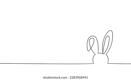 Continuous one-line drawing of Easter Bunny. Cute rabbit silhouette with ears in simple minimalistic style for spring design greeting card and web banner. Vector illustration. easter one-line art.