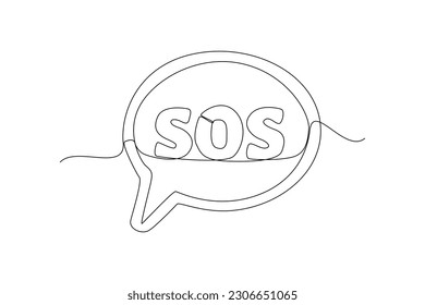 Continuous one  line drawing emergency SOS chat symbol  Emergency SOS concept  Single line drawing design graphic vector illustration