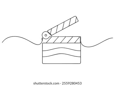 Continuous One-Line Drawing of a Film Clapperboard - Minimalist Cinematic Art