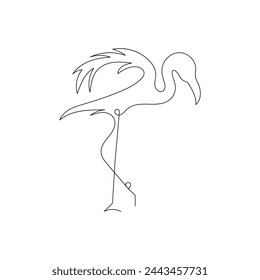 Continuous one-line drawing of flamingo bird  simple line art vector design