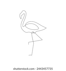 Kontinuierliche einzeilige Zeichnung von Flamingo Vogel einfache Linie Kunst Vektor-Design