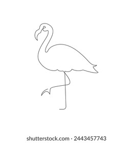 Continuous one-line drawing of flamingo bird  simple line art vector design