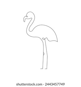 Dibujo continuo de una línea de diseño de vector de arte de línea simple de pájaro flamenco