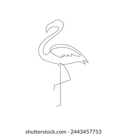 Continuous one-line drawing of flamingo bird  simple line art vector design