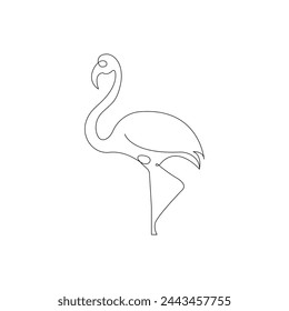 Continuous one-line drawing of flamingo bird  simple line art vector design