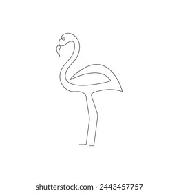 Kontinuierliche einzeilige Zeichnung von Flamingo Vogel einfache Linie Kunst Vektor-Design